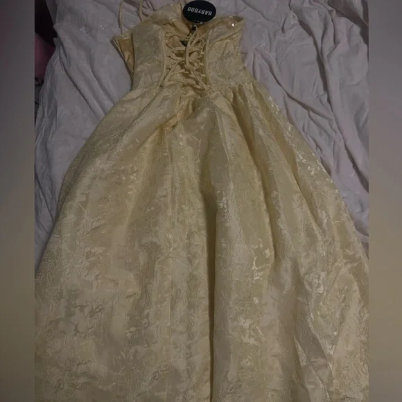 Chic Strapless Yellow Dress - Picture 3 of 3